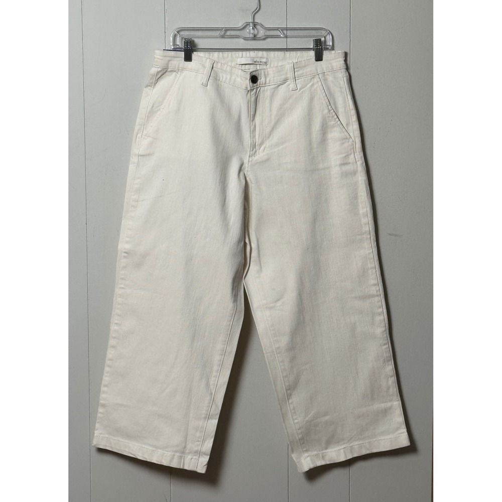 NWT Ella Moss Women's Wide Leg Crop Pants Ivory Cream Denim Trousers Size 10